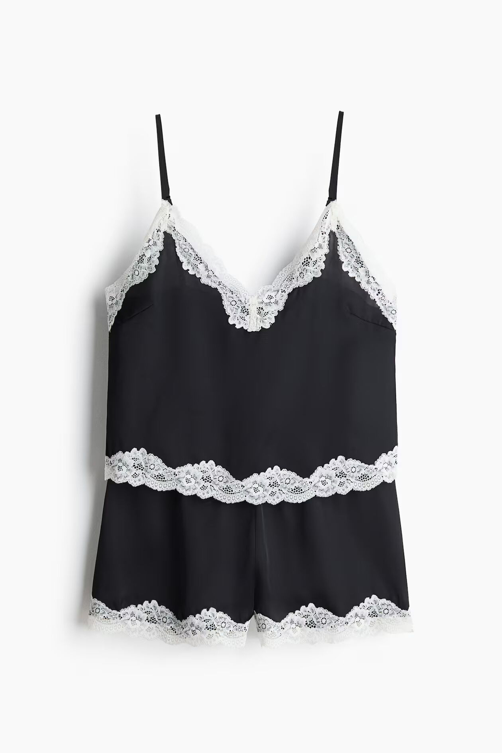 Пижама из атласа с кружевной тесьмой - H&M