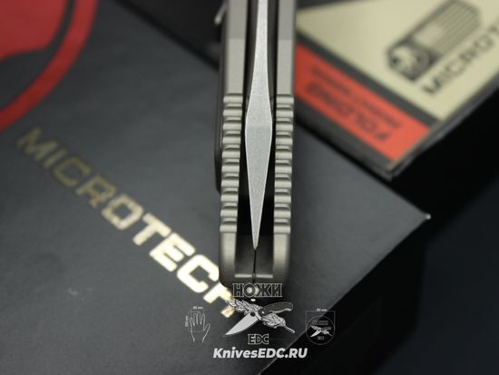 Нож Microtech Socom Elite Manual 161-10NC Natural Clear Tanto Edge Stonewash - серая алюминиевая рукоять, сталь M390