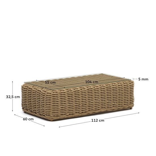 Portlligat La Forma уличный столик из искусственного ротанга 110x60