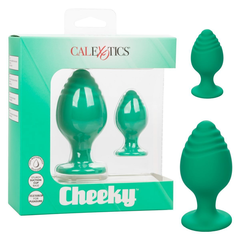Набор из двух зеленых анальных пробок Cheeky (Цвет: зеленый)