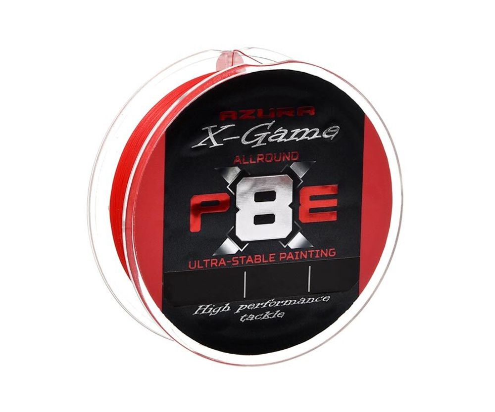 AZURA Шнур плетеный X Game PE Х8 150м Fiery Red #1,5 0,205мм 11,3кг 25lb