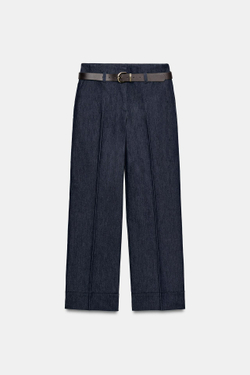 ZARA БРЮКИ С ОТВОРОТАМИ, ИНДИГО