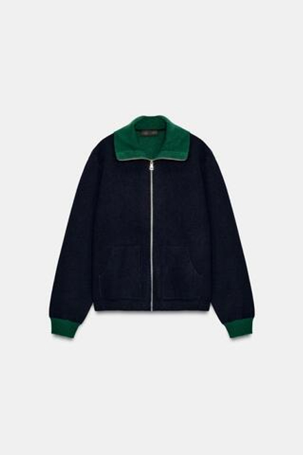 ZARA КАРДИГАН С ЗАСТЕЖКОЙ-МОЛНИЕЙ, МОРСКОЙ СИНИЙ