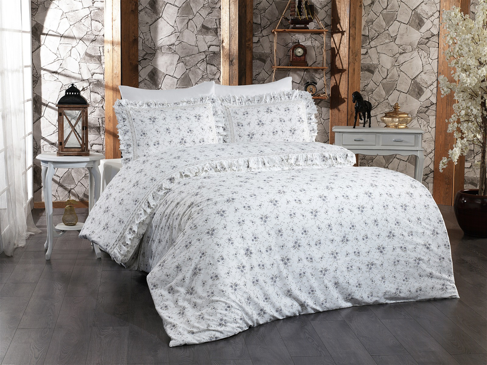 Gelin Home КПБ 6 пр.TOMURCUK серый цвет пододеяльник 200*220, простынь 240*260, наволочки 50*70 2шт, декоративные наволочки 50*70 2шт GLNN246