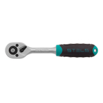 Ключ-трещотка 1/4", CrV, 72 зуба, с быстрым сбросом, матовый хром Stels