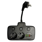 Amper сетевой удлинитель, 0,2м, 2 розетки, 3*0,75мм, 10А, 2500 Вт, 3usb, 1Type-C, 3кн, черный