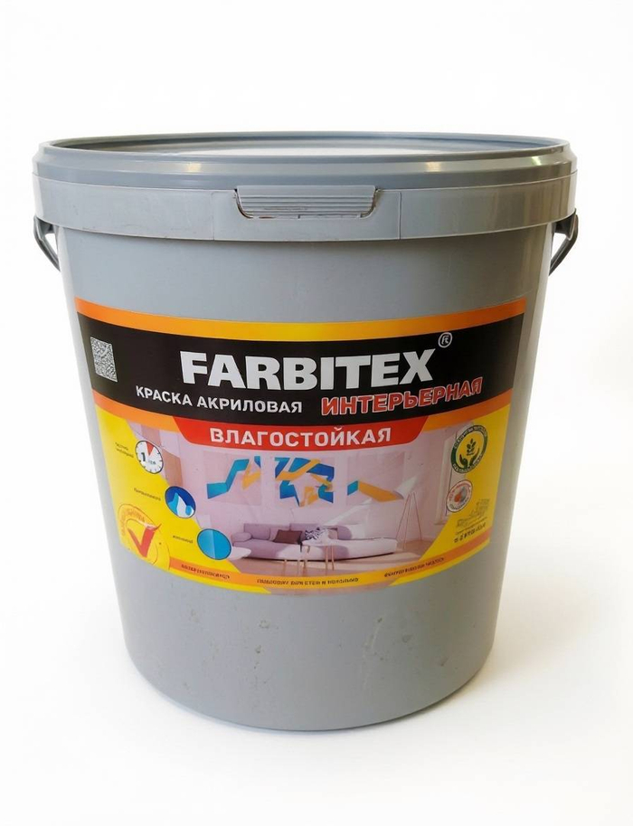 Краска акриловая интерьерная влагостойкая 25 кг FARBITEX