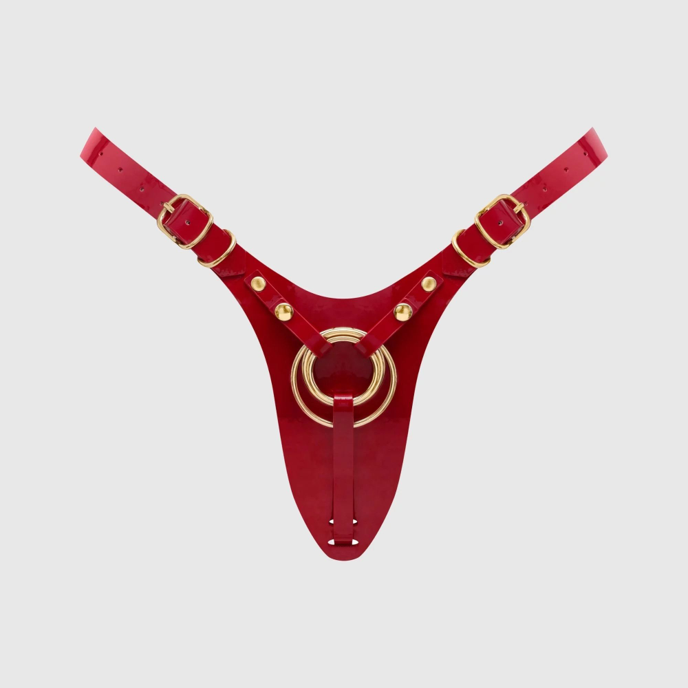 Красный пояс для фиксации насадок Strap-On-Me Leatherette Harness Fabulous (Размер: S-M-L-XL-XXL) (Цвет: красный)