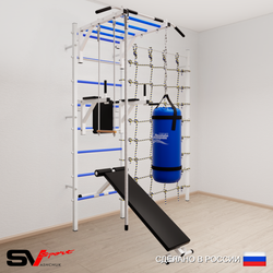 Шведская стенка Sv Sport 55610 (Турник рукоход/Брусья/Скамья/Канат/Трапеция/Цепь/Мешок 15кг/Канатный лаз)
