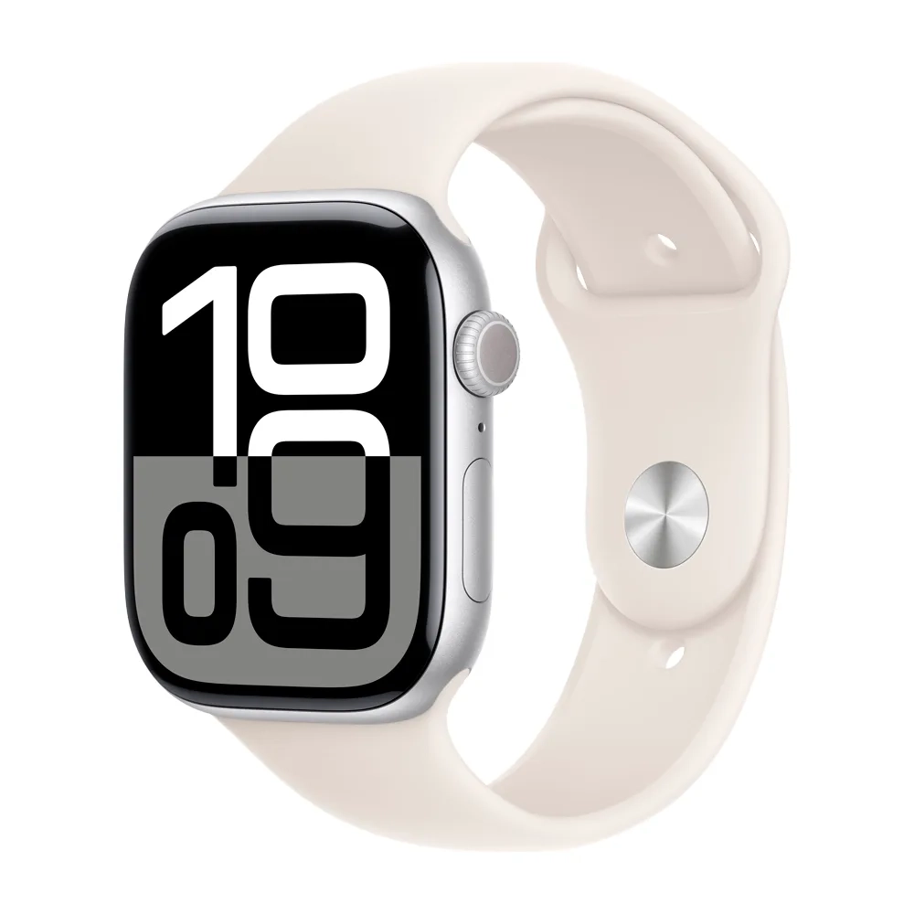 Умные часы Apple Watch Series 10 GPS, 46mm, Silver Aluminium Case with Sport Band M/L, Starlight (Серебристый)
