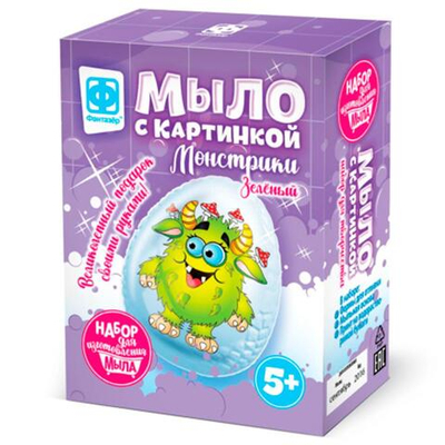 Мыло с картинкой "Монстрики Зеленый" (Фантазер)