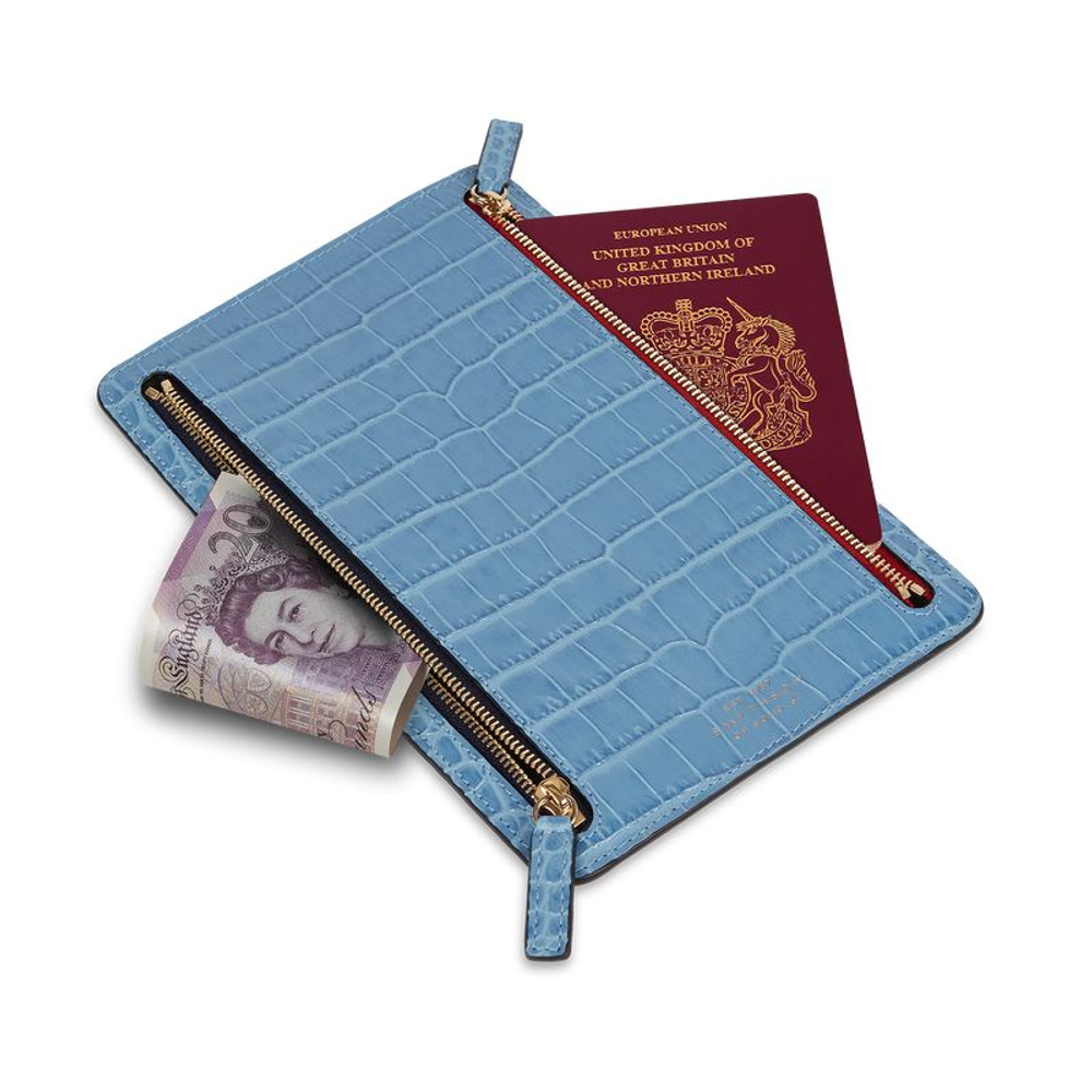 Smythson Кейс для документов Multi-Zip Case in Mara, Cerulean