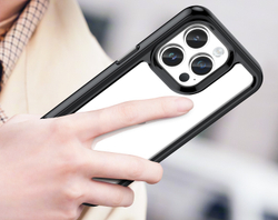 Двухкомпонентный прозрачный чехол с черными рамками для смартфона iPhone 14 Pro, мягкий отклик кнопок, усиленная защита