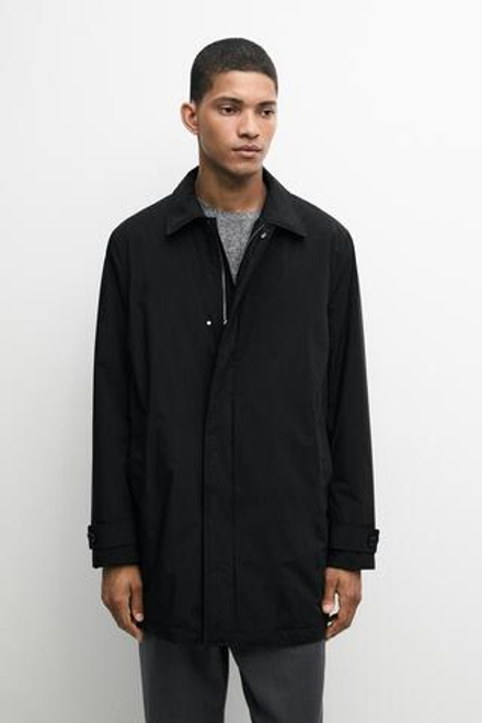 Massimo Dutti Тренч из высокотехнологичной ткани, черный