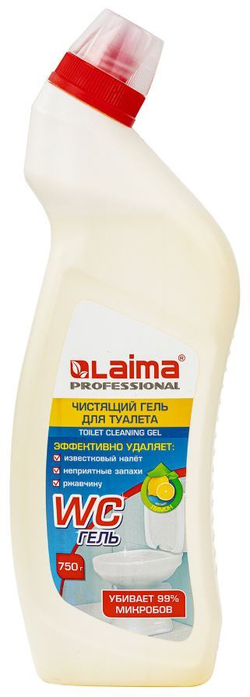 Средство для уборки туалета кислотное 750 г, LAIMA PROFESSIONAL "Лимон-WC Гель", утенок, 604793
