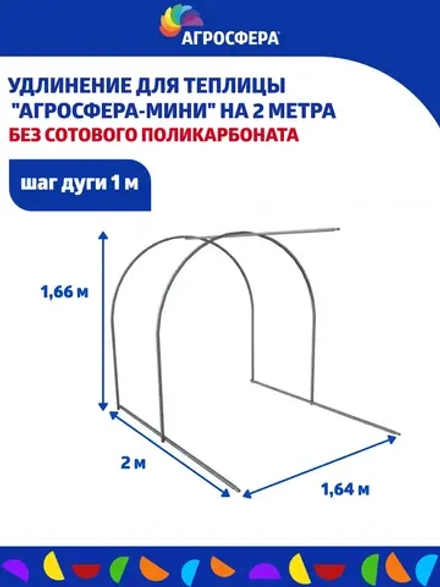 Удлинение 2 м для теплицы Мини (без поликарбоната)