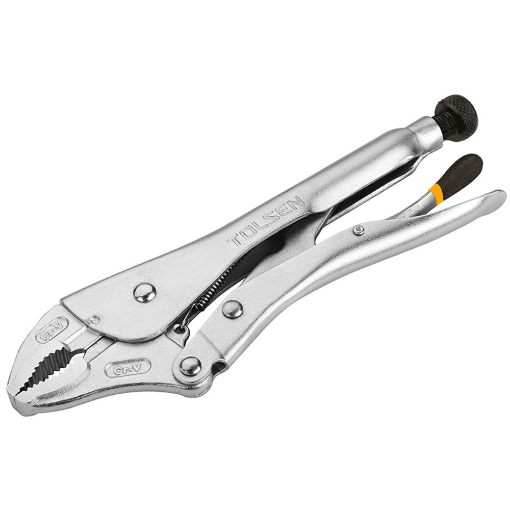 TOLSEN (TT10049) Зажим с фиксатором 250 мм, с закругленными губками TOLSEN (TT10049) Зажим с фиксатором 250 мм, с закругленными губками