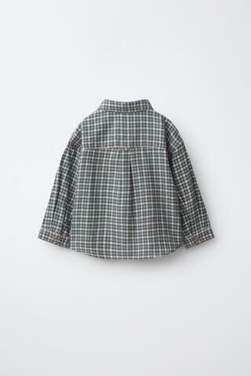 ZARA РУБАШКА В КЛЕТКУ С ВЫШИВКОЙ, МЯГКИЙ ЗЕЛЕНЫЙ