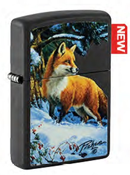 Цена наЗажигалка ZIPPO Linda Picken с покрытием Black Matte, Лиса, латунь/сталь