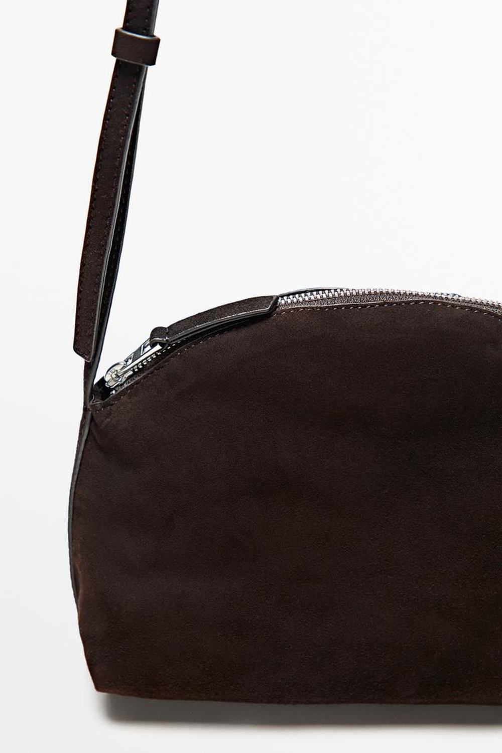Massimo Dutti Сумка через плечо из замшевой кожи, шоколадно-коричневый