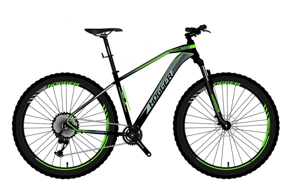 Велосипед 29" HOGGER POINTER MD, 21", сталь, 21 ск, MLO, черно-зеленый матовый, Shimano, 2025