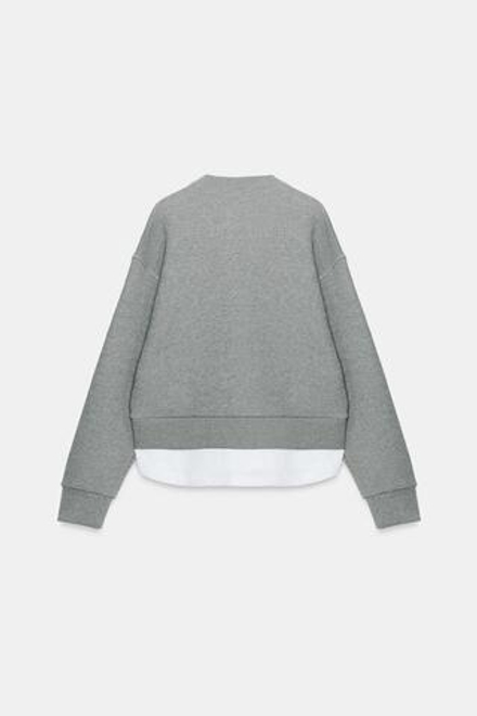 ZARA КОМБИНИРОВАННАЯ ТОЛСТОВКА, СЕРЫЙ МЕЛАНЖ