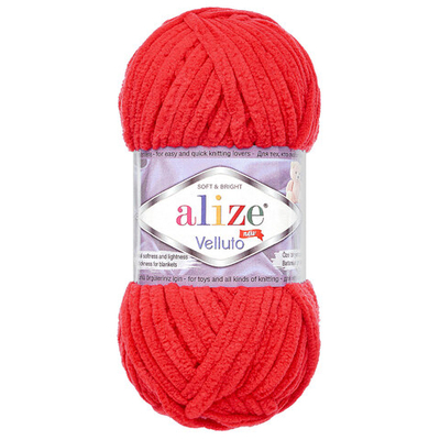 Пряжа Alize (Ализе) Velluto / уп.5 мот. по 100 г, 68м, 056 красный A