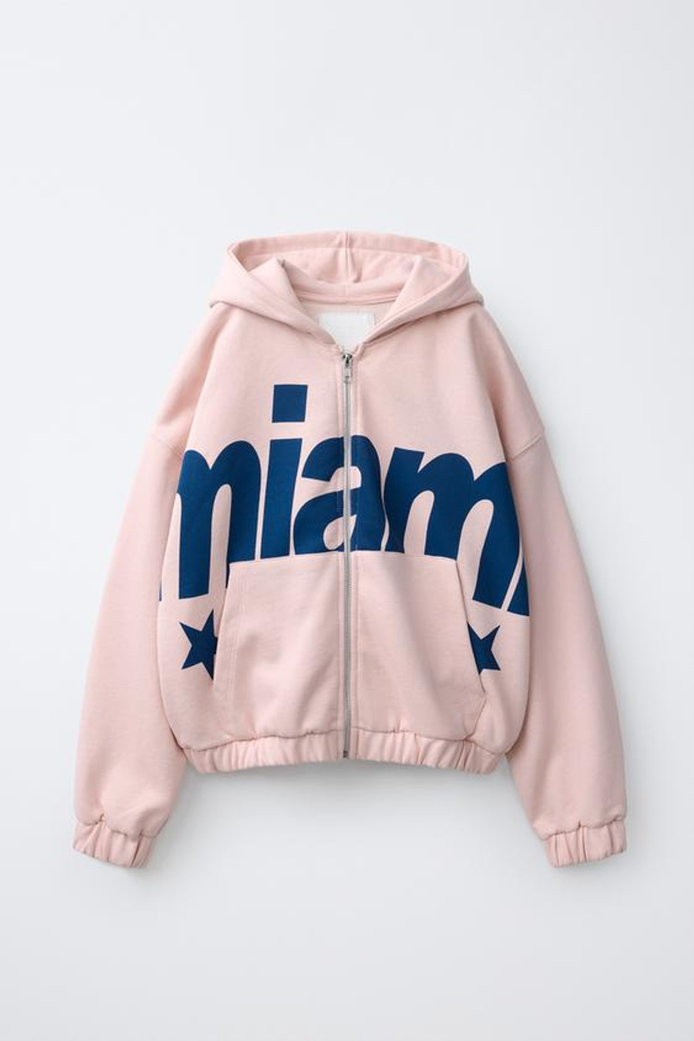 ZARA КУРТКА С КАПЮШОНОМ И ПРИНТОМ MIAMI, РОЗОВЫЙ