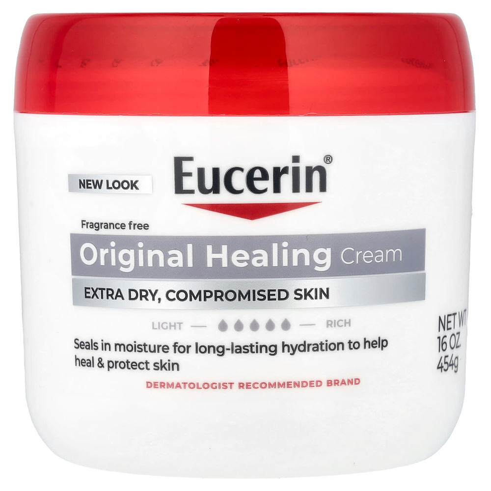 Eucerin, оригинальный заживляющий крем для очень сухой и поврежденной кожи, без отдушек, 454 г (16 унций)