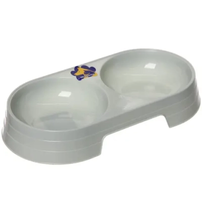 Миска пластиковая двойная, цвет оливковый, 23*12,2*3,5см