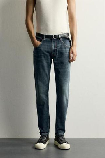 ZARA ДЖИНСЫ SKINNY FIT С РАЗРЕЗАМИ, ЗЕЛЕНОВАТО-СИНИЙ