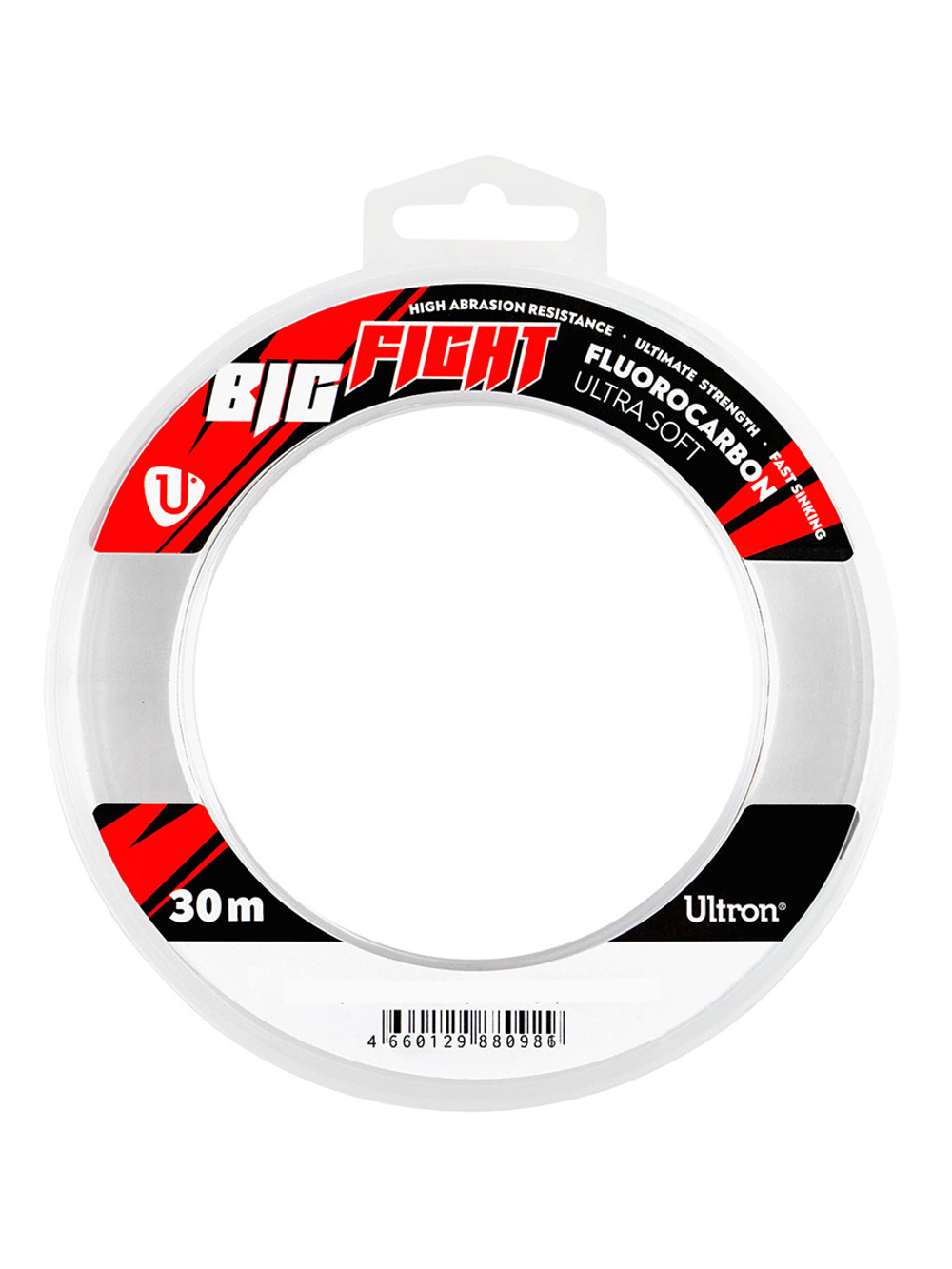 Леска флюорокарбоновая ULTRON Big Fight Fluorocarbon 1,00 мм, 55,0 кг, 30 м, прозрачная