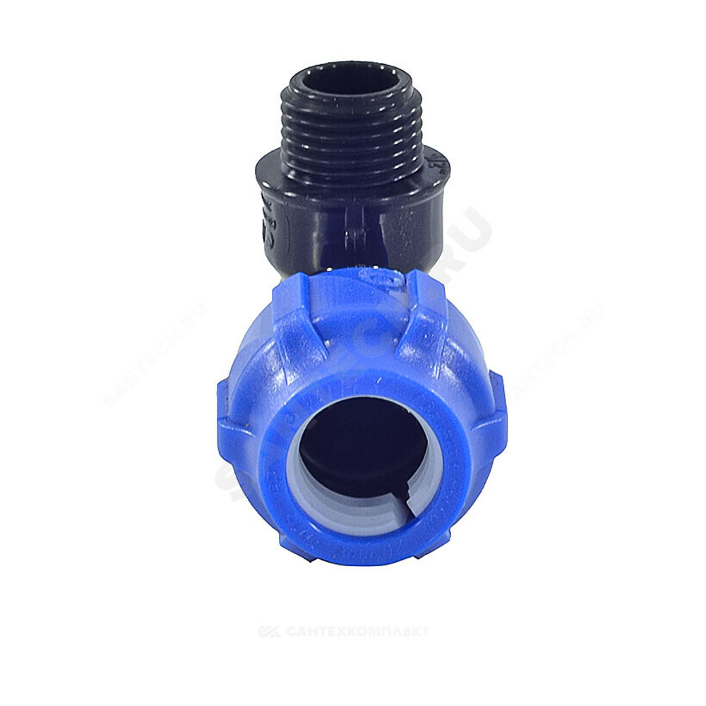 Отвод компрессионный ПЭ Дн 32х3/4"х90гр НР Ру16 VALFEX 1210012432034