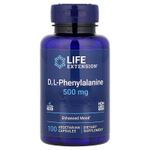 Life Extension, D, L-фенилаланин, 500 мг, 100 вегетарианских капсул
