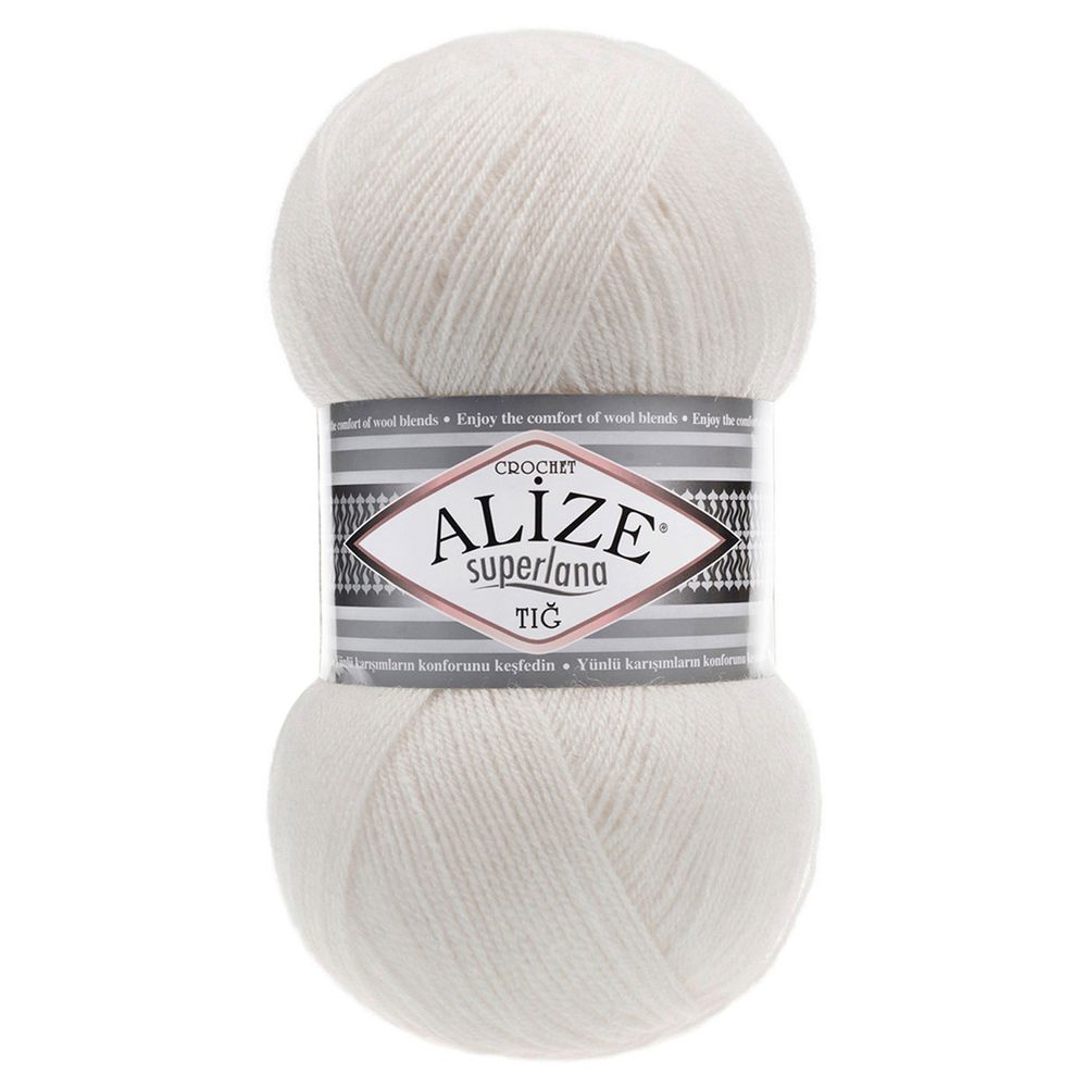 Пряжа Alize (Ализе) Superlana TIG / уп.5 мот. по 100 г, 570м, 599 слоновая кость