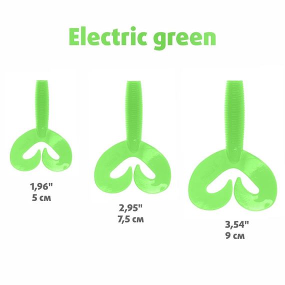 Твистер Helios Credo Double Tail 1,96"/5 см Electric green 10шт. (HS-27-007)
