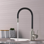 Смеситель для кухни 35k MIXLINE МЛНС-0325 (MLSS-0325) ЧЕРНЫЙ гибкий силиконовый излив, п/гайку САТИН