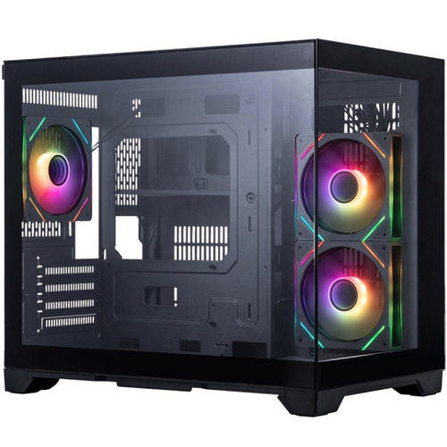 Корпус Mini-Tower 1STPLAYER MEGAVIEW MV6-TP ARGB, Micro-ATX, черный (MV6-TP-BK-2FC7R-1FC7)