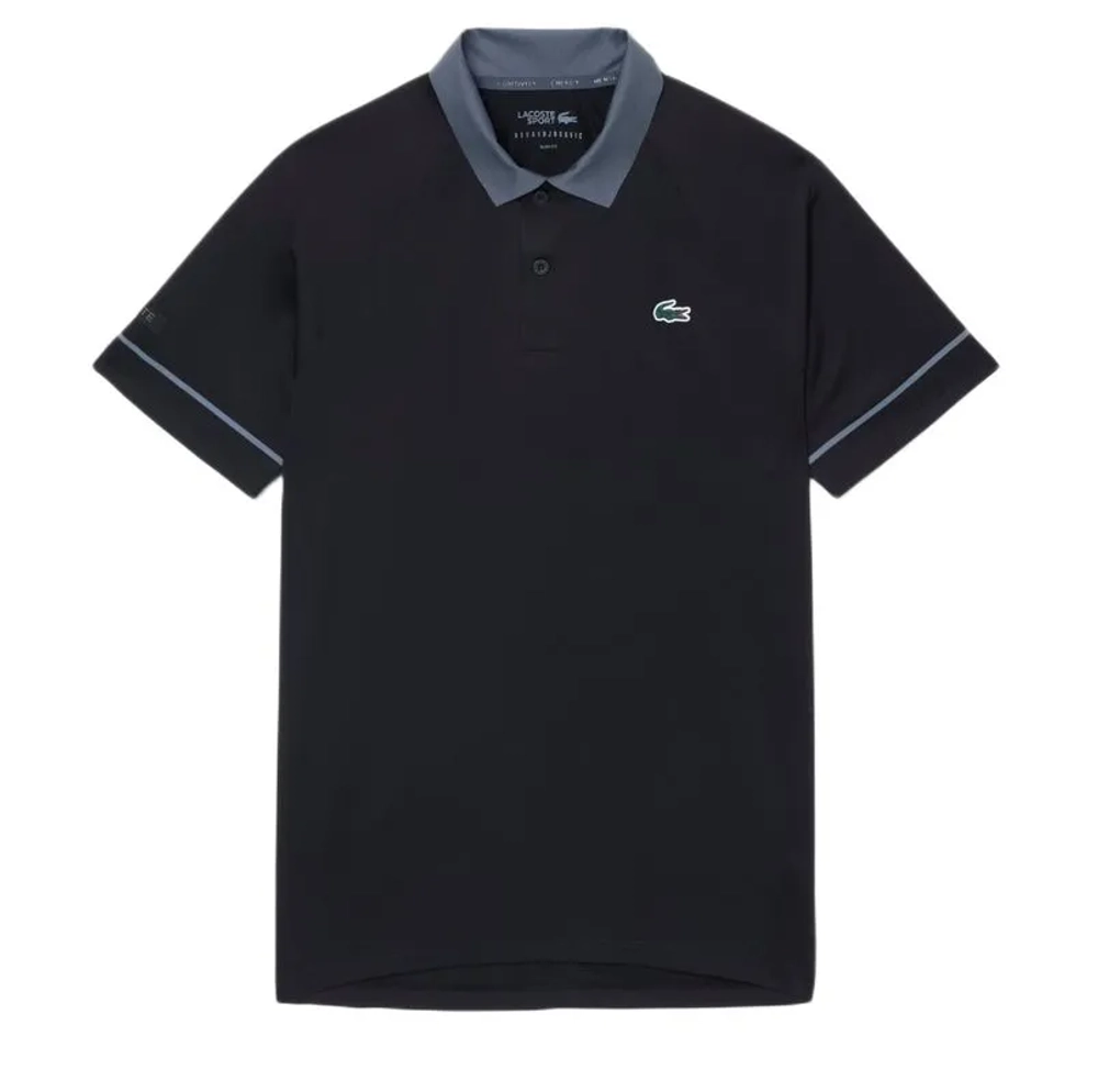 Мужское теннисное поло Lacoste Tennis x Novak Djokovic On Court - black/grey