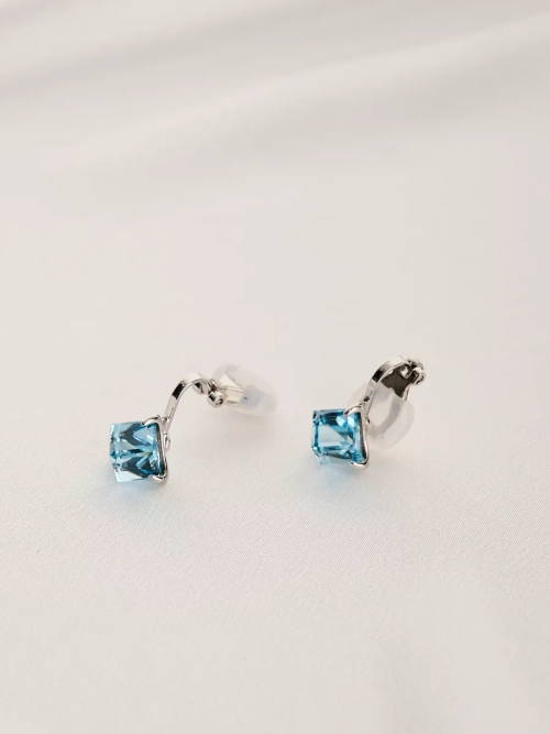 Клипсы Миражи с голубыми кристаллами Swarovski