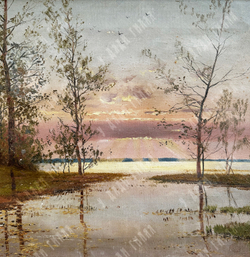 Вучичевич-Сибирский В. Д. Закат в таёжном лесу. Холст, масло. 1900-е гг.