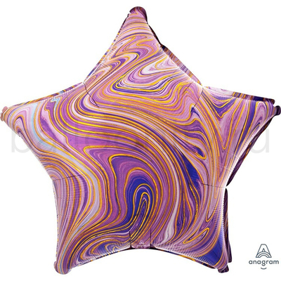 Фольгированная фигура, звезда, 19"/48СМ Мрамор Purple