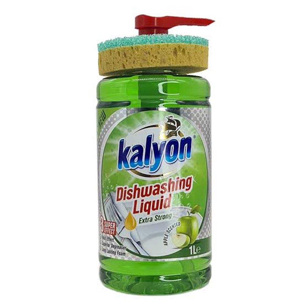 "KALYON" Жидкость для мытья посуды +губка яблоко 1л