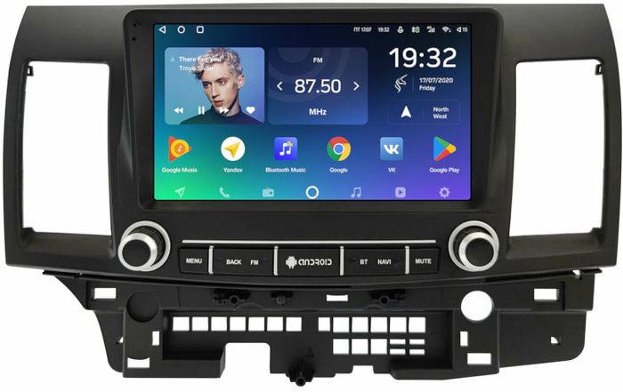 Магнитола для Mitsubishi Lancer X 2007-2016 (рамка с крутилками и кнопками) - Teyes CC2 PLUS монитор 9" QLED, Android 10, Быстрая, SIM-слот