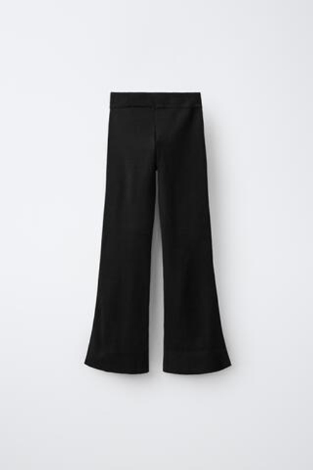 ZARA ТРИКОТАЖНЫЕ ЛЕГИНСЫ FLARED, ЧЕРНЫЙ