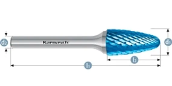 Борфреза твердосплавная Karnasch форма L, 6х18х6х50 мм, насечка HP-6, без покрытия, арт. 11.3084-020