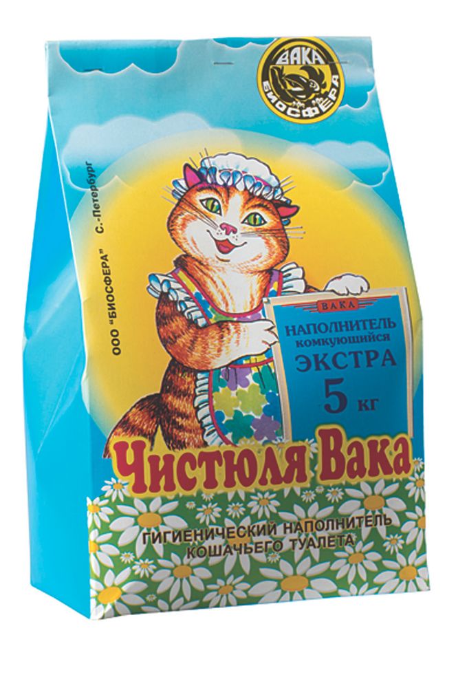 Наполнитель "Чистюля ВАКА" Экстра комкующийся 5л. Наполнитель "Чистюля ВАКА" Экстра комкующийся 5л.