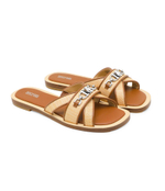 Шлепанцы кожаные tiffanie Michael Kors - коричневый(40S4TFFS1D)