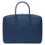 Valextra Millepunte Calfskin Handheld Laptop Bag Unisex Sapphire Blue
