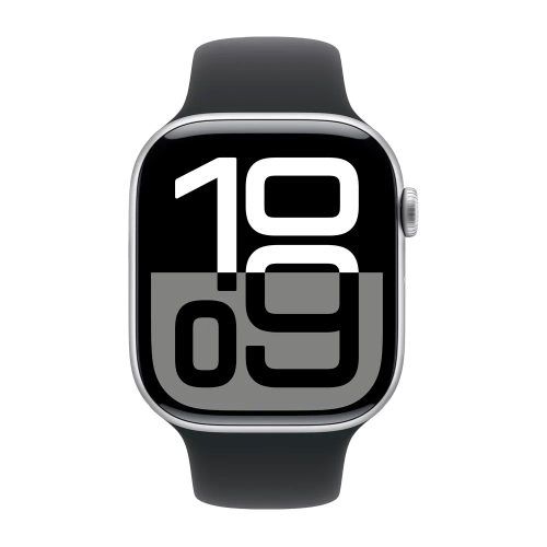 Умные часы Apple Watch Series 10 GPS, 46mm, Silver Aluminium Case with Sport Band M/L, Black (Черный)